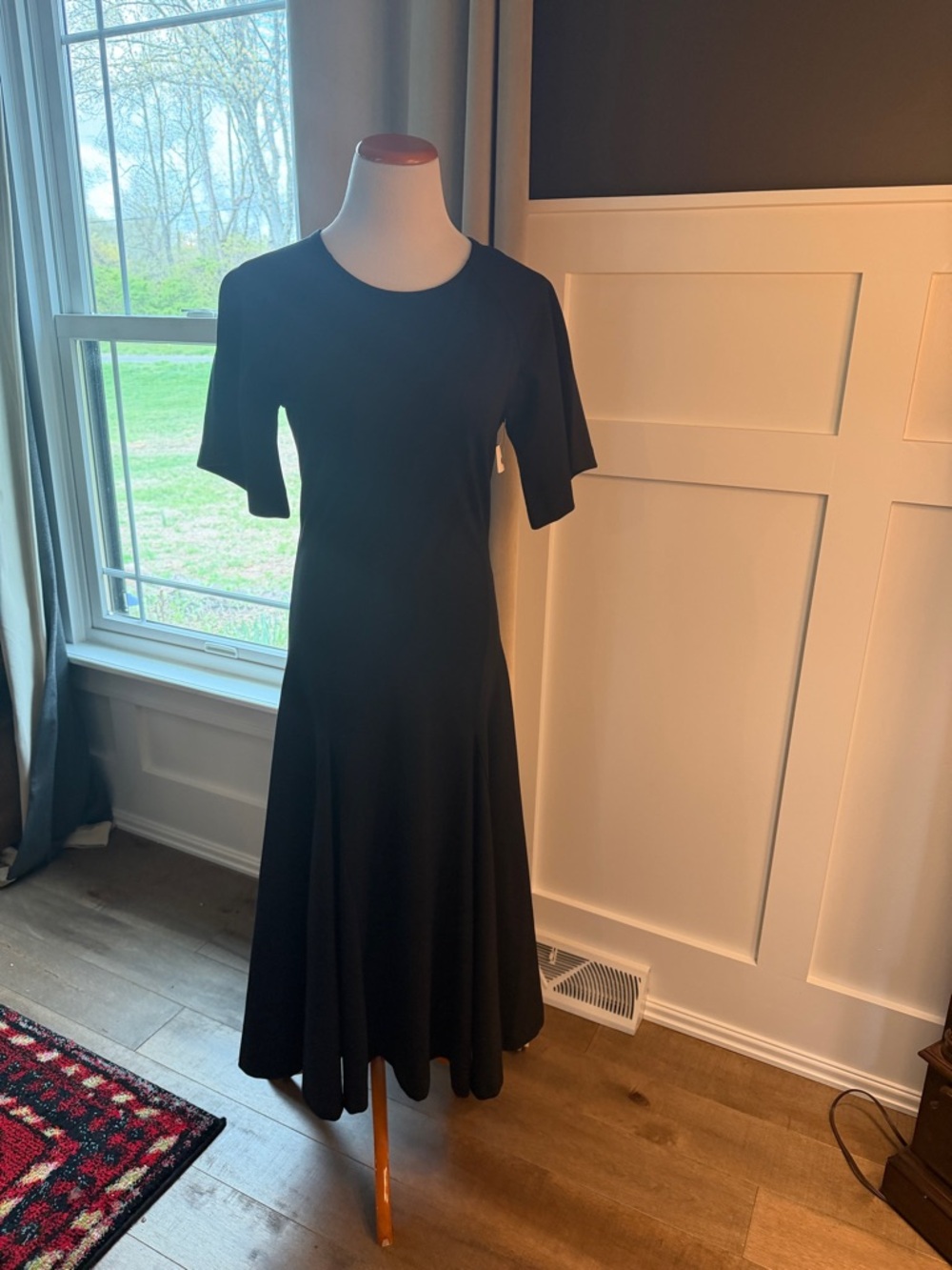 Nordstrom Black Short-Sleeve A-Line Maxi Dress